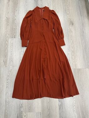 Alexia admor Rust Button-Front Midi Dress with Statement Collar